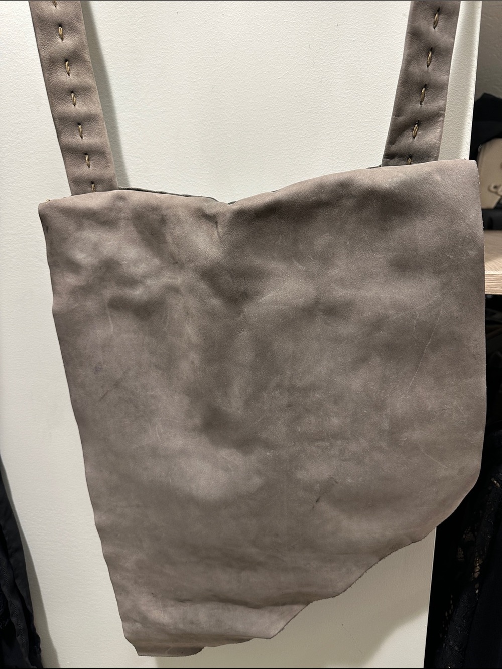 Everyday Suede Crossbody Tote in Taupe